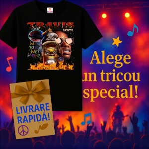 Tricou Travis Scott - Wish You Were Here, muzica POP, Dama | Barbat | Copii, Culoare Negru - Img 15