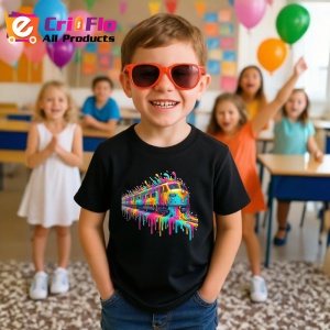 Tricou Tren in miscare cu vopsea curcubeu si splash Copii | Dama | Barbat, culoare negru - Img 11