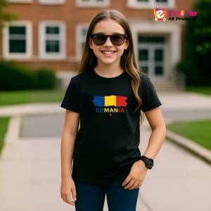 Tricou Tricolor romania cu text colorat Negru |Colectia Tricouri Romania - Img 8