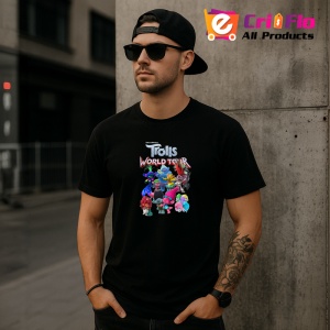 Tricou Trolls personaje colorate si muzicale intr o lume plina de veselie, Copii | Dama | Barbat , tricou negru - Img 11