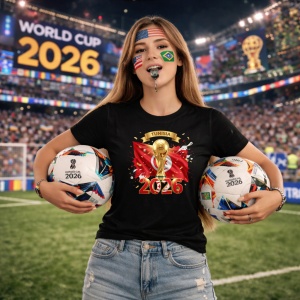 Tricou Tunisia World Cup 2026 Fifa V2, din bumbac 100%, tricou negru, Copii | Dama | Barbat - Img 9