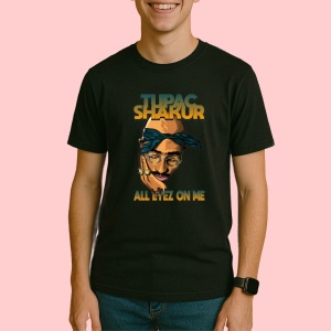 Tricou Tupac All Eyez On Me Cartoon, muzica INDIE, Dama | Barbat | Copii, Culoare Negru - Img 3