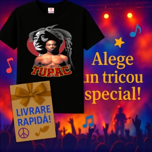 Tricou Tupac Art Red Circle, muzica POP, Dama | Barbat | Copii, Culoare Negru - Img 7