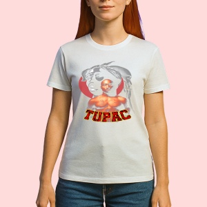 Tricou Tupac Art Red Circle, muzica POP, Dama | Barbat | Copii - Img 2