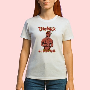 Tricou Tupac Cartoon Red Text, muzica INDIE, Dama | Barbat | Copii