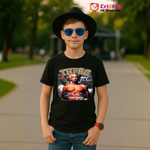 Tricou Tupac Classic Pose Gold, muzica Pop Rock, Dama | Barbat | Copii, Culoare Negru - Img 6
