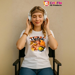 Tricou Tupac Orange Background, muzica Not Applicable, Dama | Barbat | Copii - Img 9