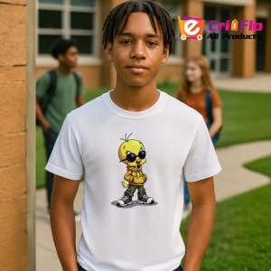 Tricou Tweety stil chill cu gluga si ochelari de soare Copii | Dama | Barbat Barbat - Img 8
