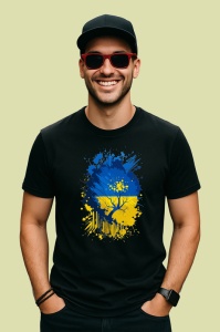 Tricou Ukraine Steag Splash Art, Copii | Dama | Barbat, culoare negru