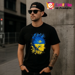 Tricou Ukraine Steag Splash Art, Copii | Dama | Barbat, culoare negru - Img 6