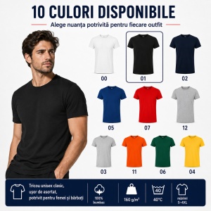 Tricou unisex clasic damă și bărbat Malfini Classic 101, 100% bumbac, 160 g/mp - Img 10