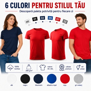 Tricou Unisex Damă/Bărbat Heavy New Free F37 – 100% Bumbac, Label Free, 200 g/m², XS–3XL - Img 7