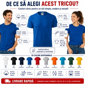Tricou unisex damă și bărbat Malfini Element 145, 100% bumbac, 180 g/mp, XS–4XL - Img 2
