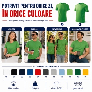 Tricou unisex damă și bărbat Malfini Heavy 110, 100% bumbac, 200 g/mp, S–3XL - Img 6