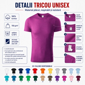 Tricou Unisex Damă și Bărbat model simplu tip Tommy - Img 3