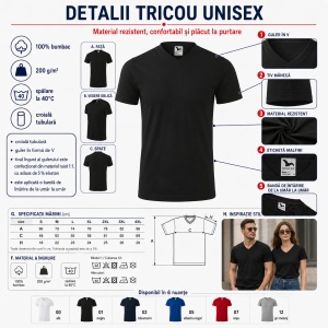 Tricou Unisex Malfini 111 Heavy V-Neck din 100% Bumbac, 200 g/m², Mărimi S–4XL - Img 2