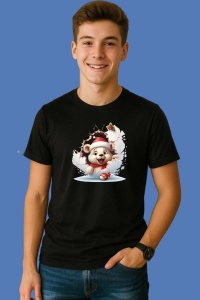 Tricou Ursulet Cu Globuri Craciun, din bumbac 100% Copii | Dama | Barbat