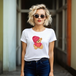Tricou Ursulet Roz Happy - Copii | Dama | Barbat - Img 6