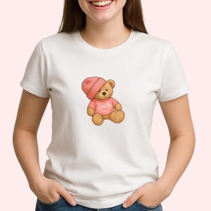 Tricou Ursulet Roz Smile - Copii | Dama | Barbat - Img 3