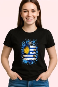 Tricou Uruguay Steag Splash Art, Copii | Dama | Barbat, culoare negru - Img 3