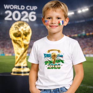 Tricou Uzbekistan World Cup 2026 Fifa V2, din bumbac 100%, tricou alb, Copii | Dama | Barbat - Img 5