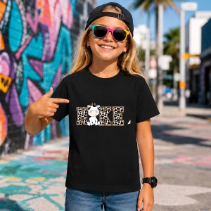 Tricou Vacuta Model Leopard Logo Fashion Alb Negru, din bumbac 100%, tricou negru, Copii | Dama | Barbat - Img 7