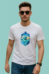 Tricou Val Ocean Albastru Geometric, Copii | Dama | Barbat - Img 2