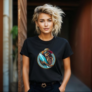Tricou Vara Fara Sfarsit , Surfing in esenta Negru, Skeleton Summer Surf Beach Negru, Copii | Dama | Barbat - Img 13