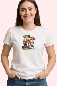 Tricou Viata Incepe La 60 Ani Cuplu Plaja V1, din bumbac 100% , tricou alb pentru Dama | Barbat - Img 2
