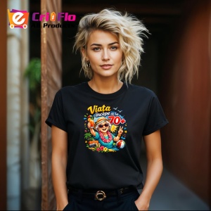 Tricou Viata Incepe La 70 Ani Femeie Cocktail V3, din bumbac 100%, tricou negru Dama | Barbat - Img 4