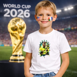 Tricou Vinicius Jr Brazil World Cup Fifa 2026 V5, din bumbac 100%, tricou alb, Copii | Dama | Barbat - Img 5