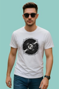 Tricou Vinil Abstract Rotund Alb Negru, Copii | Dama | Barbat - Img 2