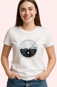 Tricou Vinil Negru Cerc Geometric, Copii | Dama | Barbat - Img 4