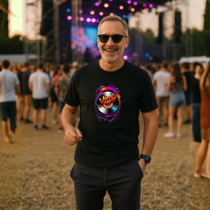 Tricou Vinyl Vibes Disc Colorat, Copii | Dama | Barbat, culoare negru