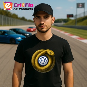Tricou Volkswagen 2 Sarpe Galben Asteptand Sa Atace | Unisex Dama si Barbat - Img 2