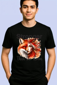 Tricou Vulpe si femeie puternica mesaj motivational stronger than the storm Copii | Dama | Barbat Barbat - Img 4