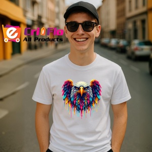 Tricou Vultur cu penaj rosu albastru simbol patriotic graffiti Copii | Dama | Barbat - Img 6