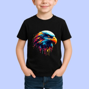 Tricou Vultur in stil pop art cu fundal albastru Copii | Dama | Barbat, culoare negru