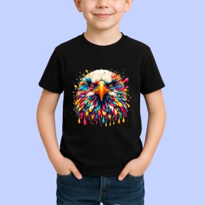 Tricou Vultur realist in culori vibrante fundal alb Copii | Dama | Barbat, culoare negru - Img 4