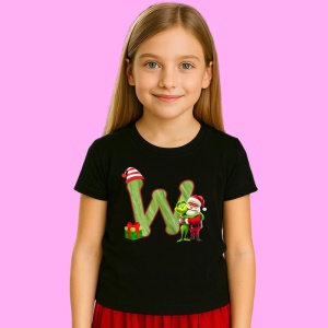 Tricou W Litere Craciun Cu Mos Si Spiridus Verde, din bumbac 100% Copii | Dama | Barbat - Img 3