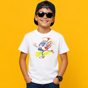 Tricou Walking Sneaker Character Yellow Red Funny Urban Illustration, din bumbac 100% Copii | Dama | Barbat - Img 2