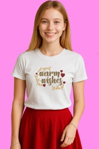 Tricou Warm Wishes Script, din bumbac 100%, tricou alb, Copii | Dama | Barbat - Img 3