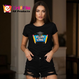 Tricou Welcome Back To School Palarie Absolvire Creioane, din bumbac 100%, tricou negru Copii | Dama | Barbat - Img 7