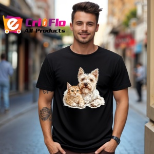 Tricou West Highland White Terrier si pisica portocalie adorabili impreuna Copii | Dama | Barbat Barbat - Img 17