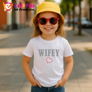 Tricou Wifey Inima Rosie Cadou Sotie, din bumbac 100% , tricou alb pentru Copii | Dama | Barbat - Img 5
