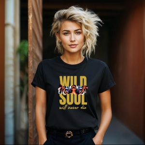 Tricou Wild Soul will never die Negru, Copii | Dama | Barbat - Img 14