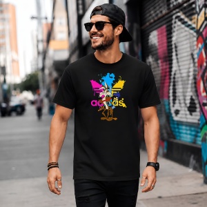 Tricou Wile E Coyote Paint Splash Colorful Urban Streetwear, din bumbac 100%, tricou negru, Copii | Dama | Barbat - Img 5