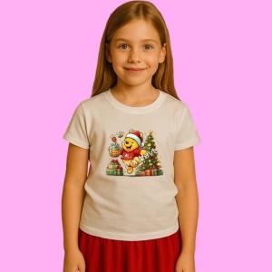 Tricou Winnie Sare Langa Brad Si Cadouri, din bumbac 100%, tricou alb, Copii | Dama | Barbat