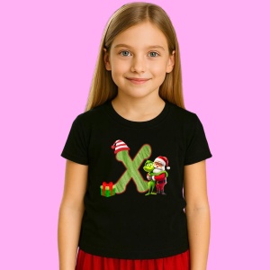 Tricou X Litere Craciun Cu Mos Si Spiridus Verde, din bumbac 100% Copii | Dama | Barbat - Img 3