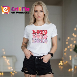 Tricou Xoxo Text Roz Pastelat Inimi V1, din bumbac 100% , tricou alb pentru Copii | Dama | Barbat - Img 7